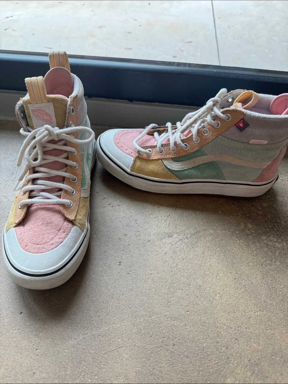 Vans Multi-Color High-Top Sneakers — Pink, Yellow, White
